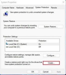 Create a Restore Point in Windows 11