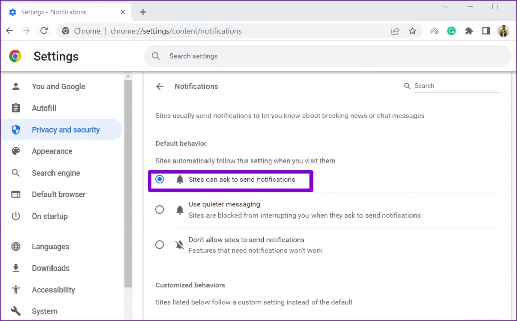 Google Chrome Notifications to Work on Windows 11